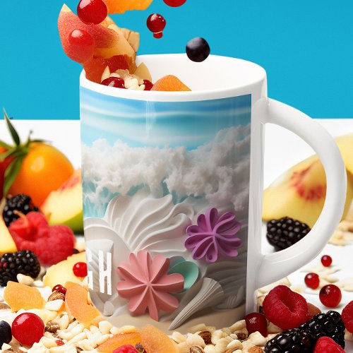 Personalized Coral Cove 3D look Beach Flower Coffee Mug