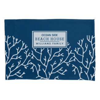 Personalized Coral Pattern - Beach House - Blue