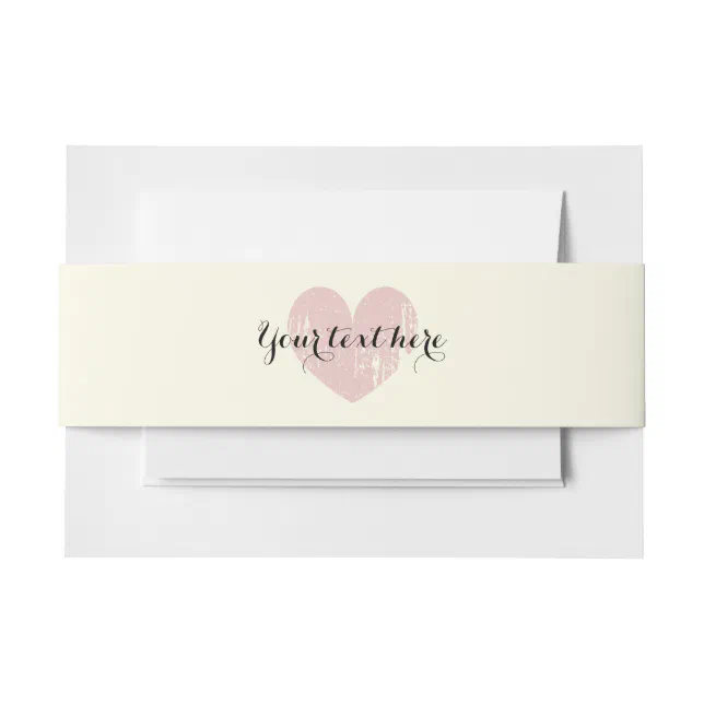 Personalized coral pink heart envelope belly bands invitation belly