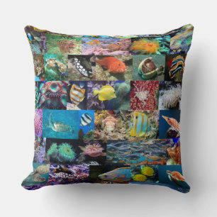 Personalized Coral Reef Marine Life Fish & Animals Throw Pillow