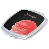 Personalized Coral Rose 70th Birthday Compact Compact Mirror (Turned)