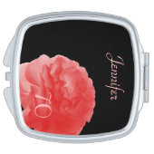 Personalized Coral Rose 70th Birthday Compact Compact Mirror (Side)
