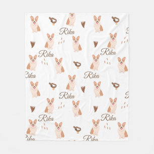 Personalized Corgi Dog Baby Blanket   Custom Name 