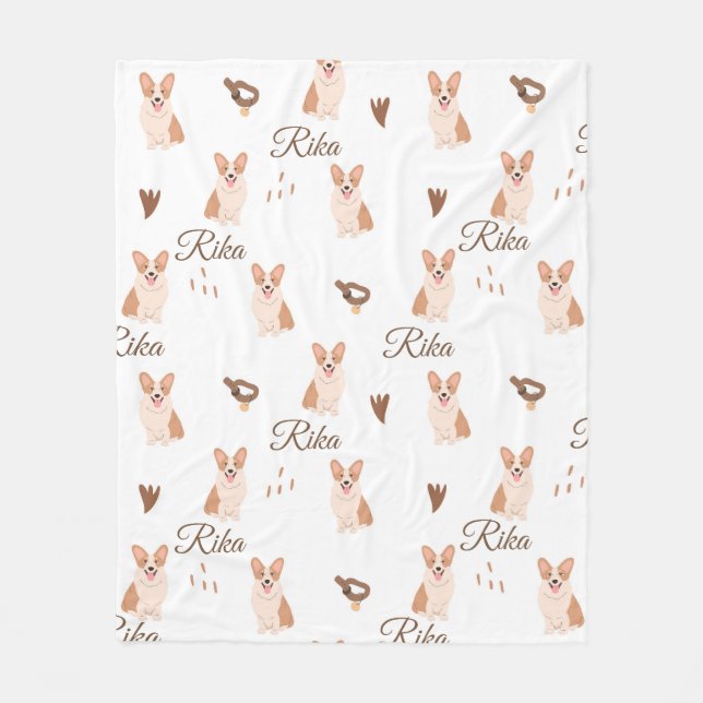 Personalized Corgi Dog Baby Blanket | Custom Name  (Front)