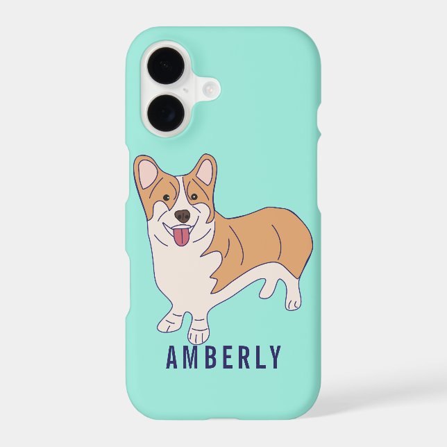 Personalized Corgi Dog Mint Green Iphone Case (Back)
