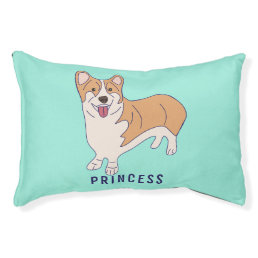 Personalized Corgi Dog Mint Green Pet Bed