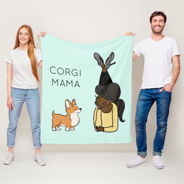 Personalized Corgi Mama Fleece Blanket (In Situ)