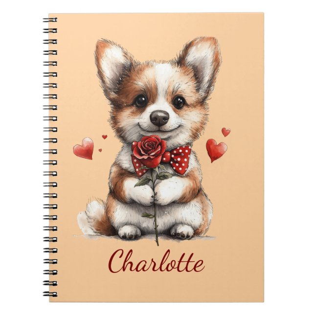 Personalized Corgi Notebook with Custom Name (Front)
