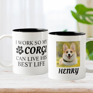 Personalized Corgi Photo Gift for Dog Lovers Two-Tone Coffee Mug