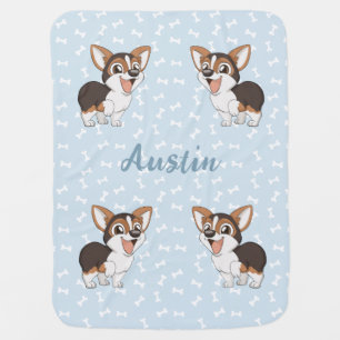 Personalized Corgi Puppy Baby Blanket