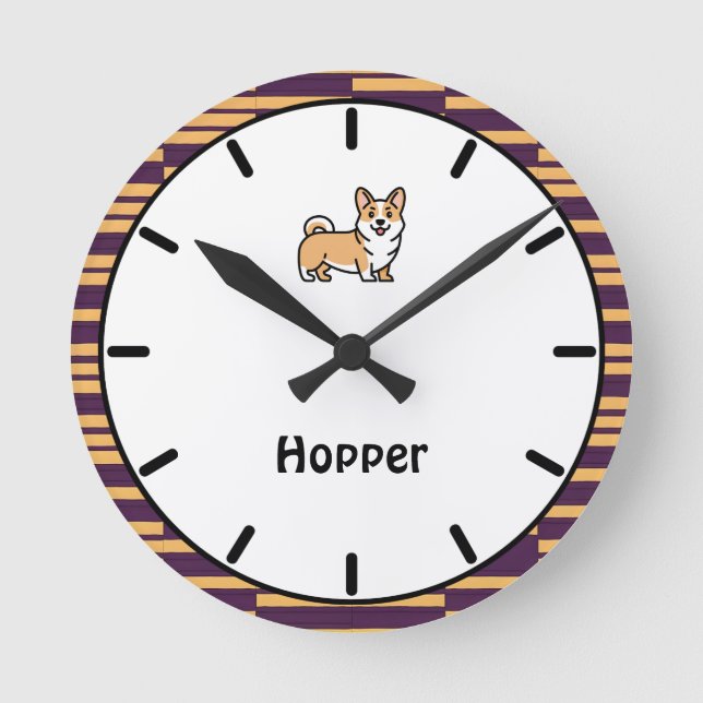  Personalized Corgi Puppy Dog Wall Clock (Front)