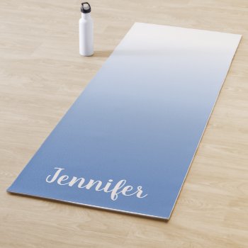 Personalized Cornflower Blue And White Ombre Yoga Mat by cliffviewgraphics at Zazzle