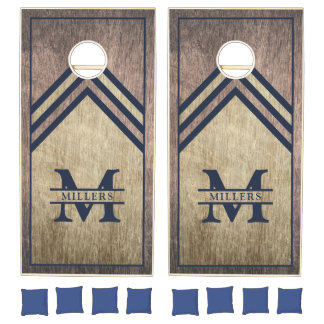 Personalized Cornhole Boards Rustic Wood Name Cornhole Set