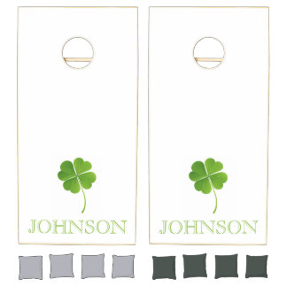Personalized cornhole set four leaf clover