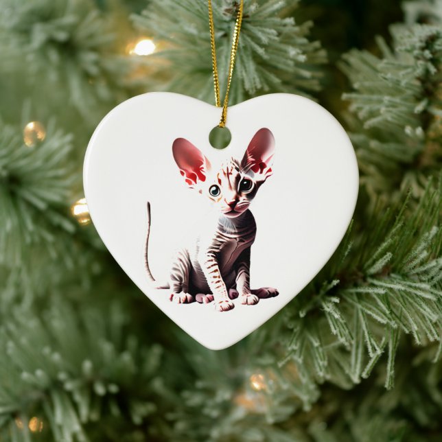 Personalized Cornish Rex Kitten Ceramic Ornament (Tree)