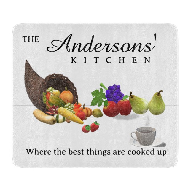 Personalized Cornucopia Themed Cutting Board (Front)