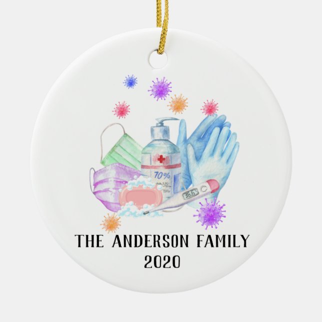 Personalized Coronavirus 2020 Covid Chritsmas Ceramic Ornament (Front)