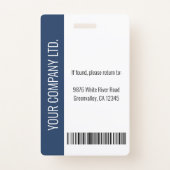 Personalized Corporate Certified Employee Blue ID Badge (Back)