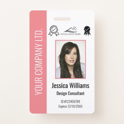 Personalized Corporate Certified Employee Pink ID Badge