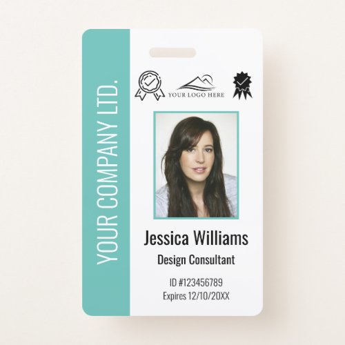 Personalized Corporate Certified Employee Teal ID Badge