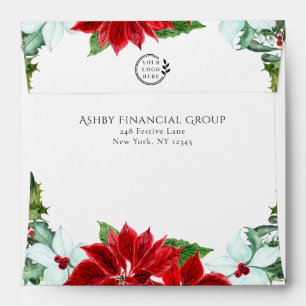 Personalized Corporate Christmas Poinsettia Floral Envelope