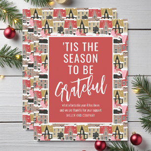 Personalized Corporate Christmas Winter Village Note Card