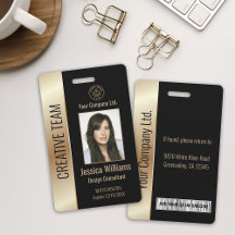 Personalized Corporate Employee Black ID