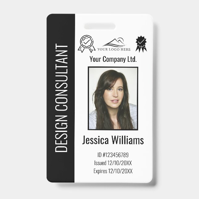 Personalized Corporate Employee Black ID  Badge (Front)