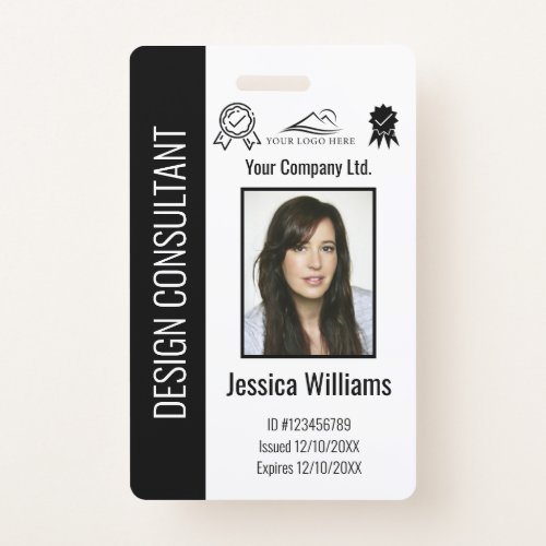 Personalized Corporate Employee Black ID  Badge