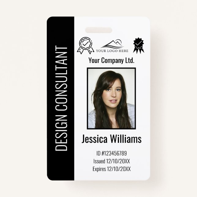 Personalized Corporate Employee Black ID  Badge (Front)