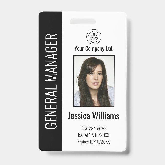 Personalized Corporate Employee Black ID  Badge (Front)