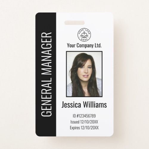 Personalized Corporate Employee Black ID  Badge