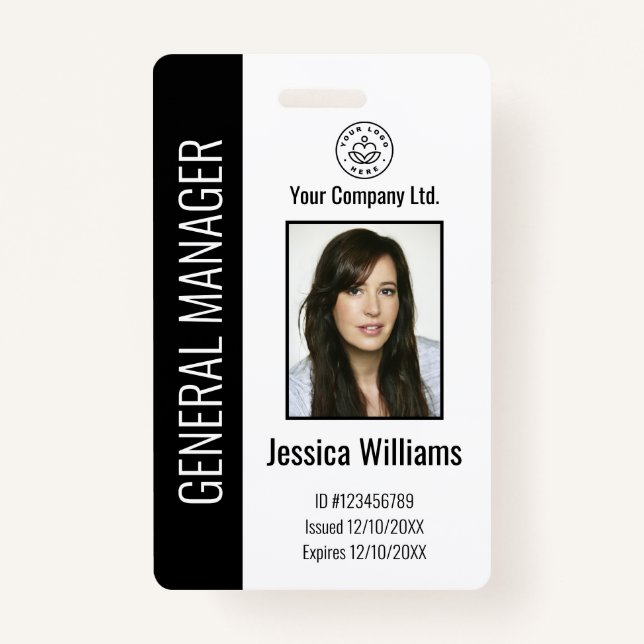 Personalized Corporate Employee Black ID  Badge (Front)