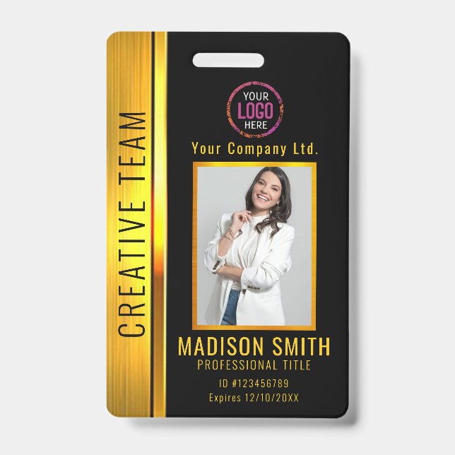 Personalized Corporate Employee Black ID Badge (Front)