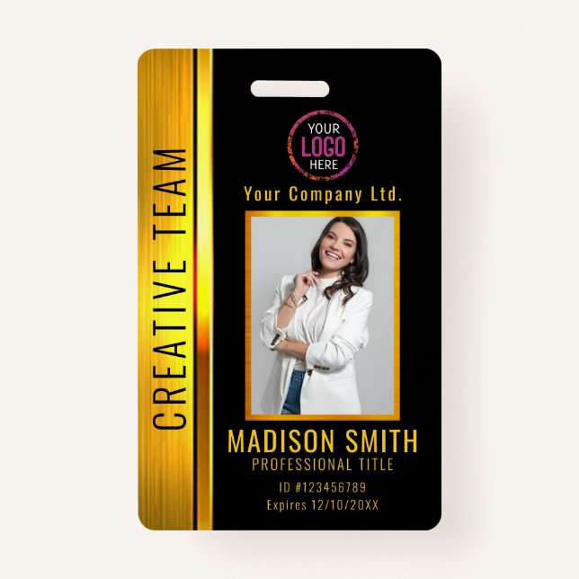 Personalized Corporate Employee Black ID Badge (Front)