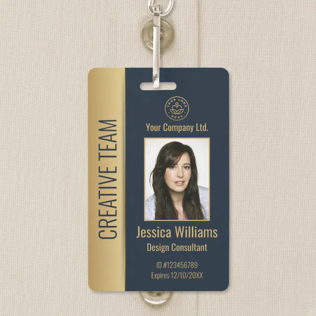 Personalized Corporate Employee Blue ID Badge | Zazzle