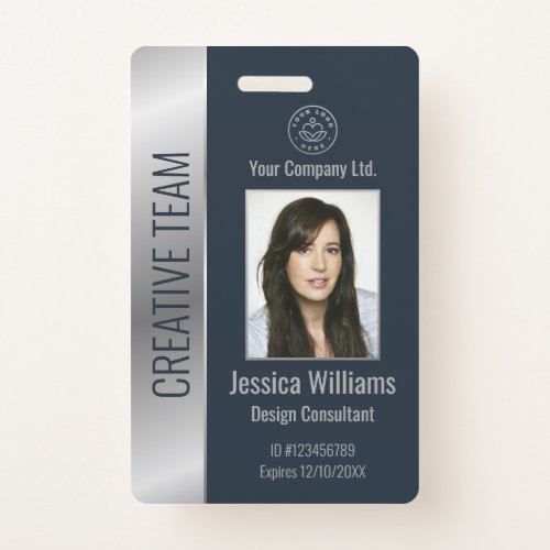 Personalized Corporate Employee Blue Silver ID Badge