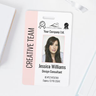 Personalized Corporate Employee Blush Pink ID Badge