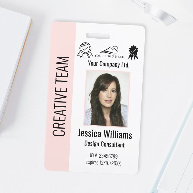 Personalized Corporate Employee Blush Pink ID Badge (Creator Uploaded)