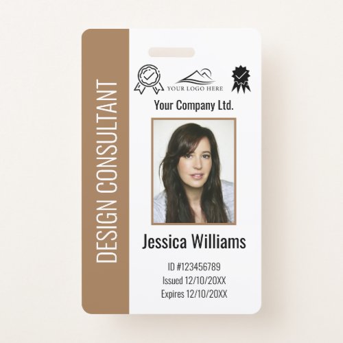 Personalized Corporate Employee Brown ID  Badge