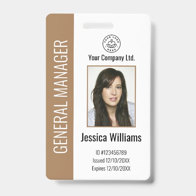 Personalized Corporate Employee Brown ID  Badge (Front)