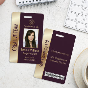 Personalized Corporate Employee Burgundy ID Badge