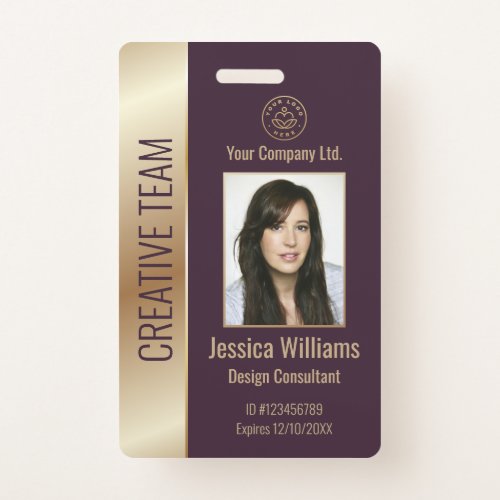 Personalized Corporate Employee Burgundy ID Badge