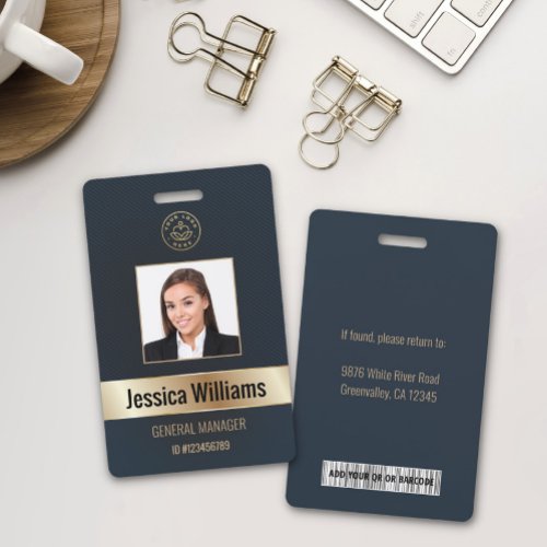 Personalized Corporate Employee Gold Blue ID Badge