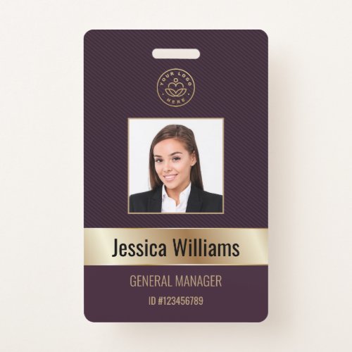 Personalized Corporate Employee Gold Burgundy ID Badge