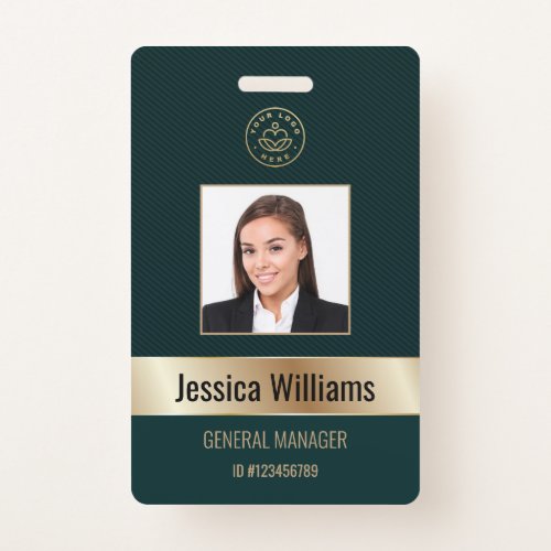 Personalized Corporate Employee Gold Green ID Badge
