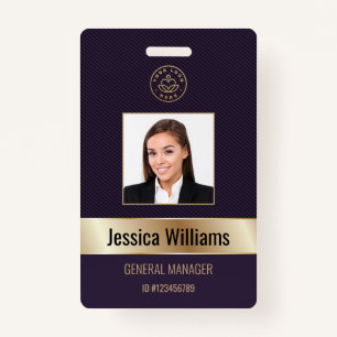 Personalized Corporate Employee Gold Purple ID Badge