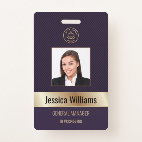Personalized Corporate Employee Gold Purple ID Badge