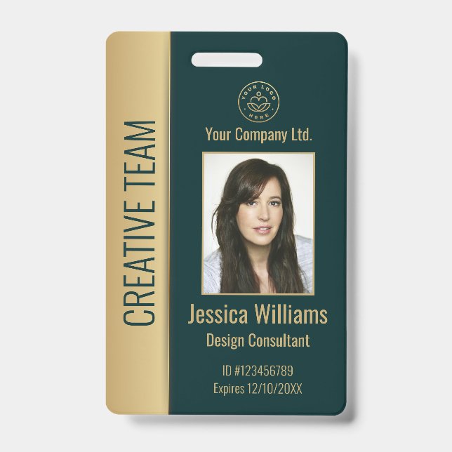 Personalized Corporate Employee Green ID Badge (Front)