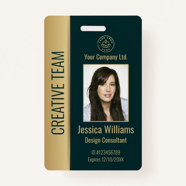 Personalized Corporate Employee Green ID Badge (Front)